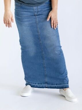 Inherit Morgan Maternity Skirt EUC Maxi 5 / 6 Distressed Raw Hem Womens Modest